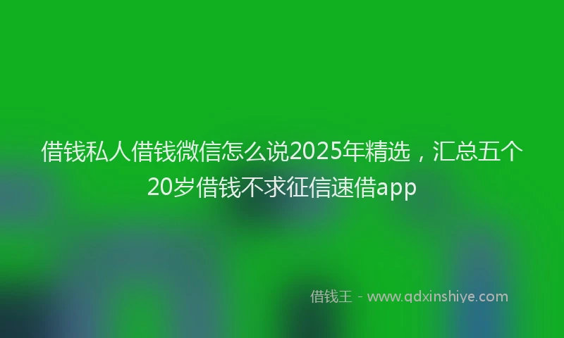 借钱私人借钱微信怎么说2025年精选，汇总五个20岁借钱不求征信速借app
