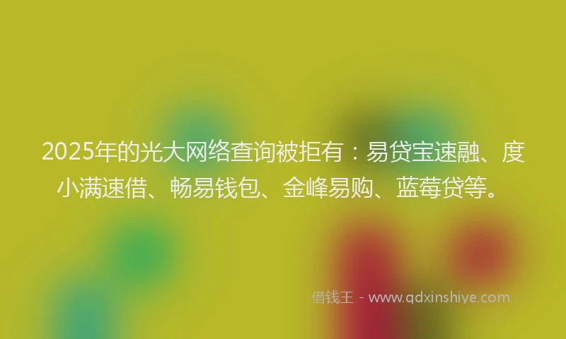 2025年的光大网络查询被拒有：易贷宝速融、度小满速借、畅易钱包、金峰易购、蓝莓贷等。