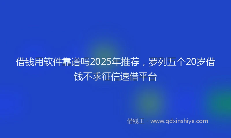 借钱用软件靠谱吗2025年推荐，罗列五个20岁借钱不求征信速借平台