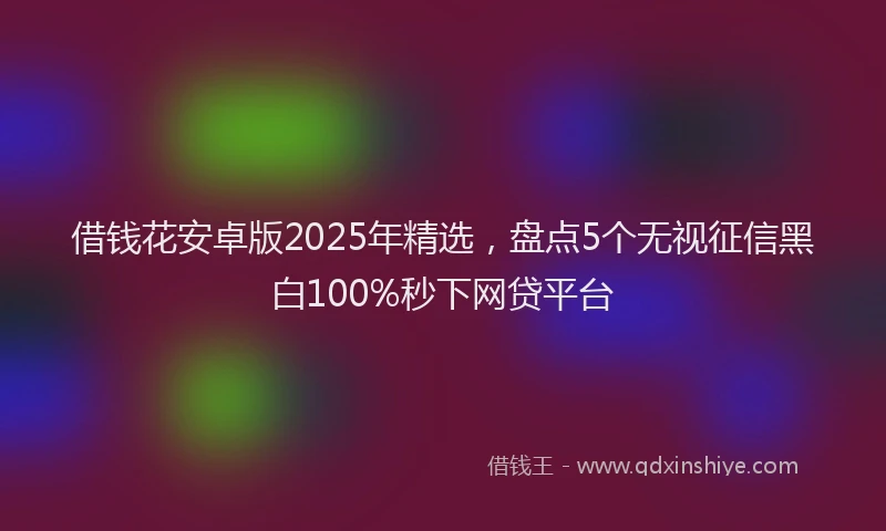 借钱花安卓版2025年精选，盘点5个无视征信黑白100%秒下网贷平台