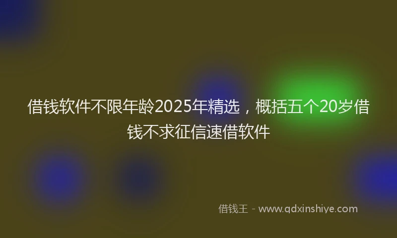 借钱软件不限年龄2025年精选，概括五个20岁借钱不求征信速借软件