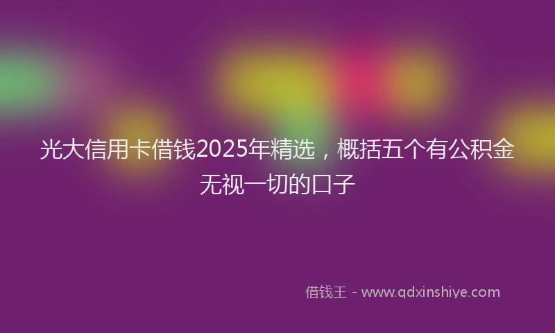 光大信用卡借钱2025年精选，概括五个有公积金无视一切的口子