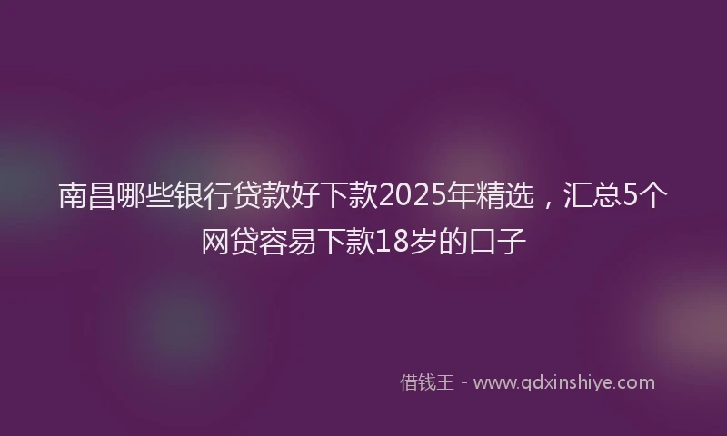 南昌哪些银行贷款好下款2025年精选，汇总5个网贷容易下款18岁的口子