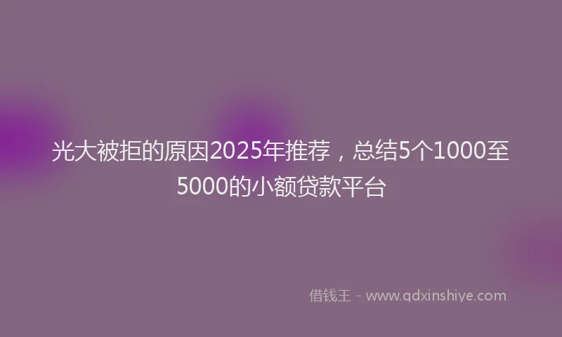 光大被拒的原因2025年推荐，总结5个1000至5000的小额贷款平台