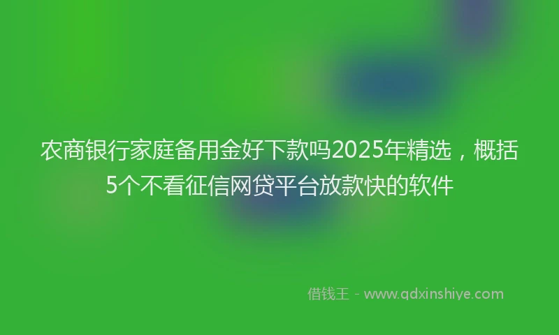 农商银行家庭备用金好下款吗2025年精选，概括5个不看征信网贷平台放款快的软件