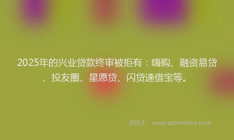 2025年的兴业贷款终审被拒有：嗨购、融资易贷、投友圈、星愿贷、闪贷速借宝等。