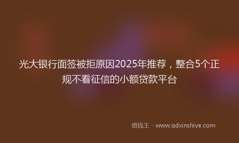 光大银行面签被拒原因2025年推荐，整合5个正规不看征信的小额贷款平台