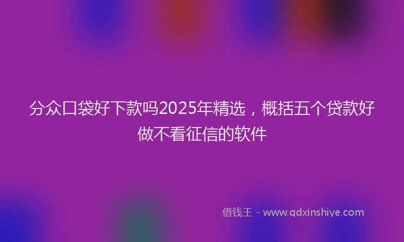 分众口袋好下款吗2025年精选，概括五个贷款好做不看征信的软件