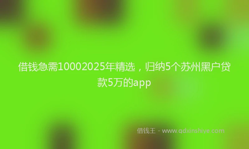 借钱急需10002025年精选，归纳5个苏州黑户贷款5万的app