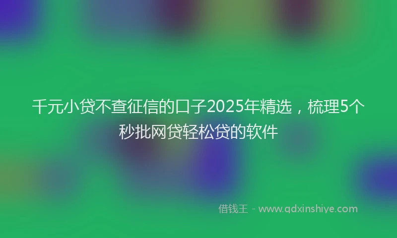 千元小贷不查征信的口子2025年精选，梳理5个秒批网贷轻松贷的软件