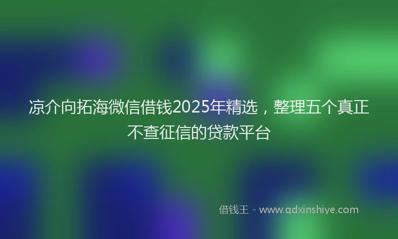 凉介向拓海微信借钱2025年精选，整理五个真正不查征信的贷款平台