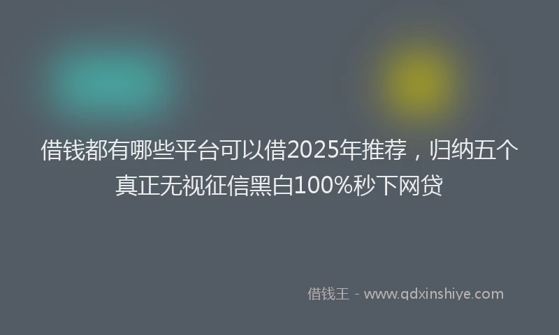 借钱都有哪些平台可以借2025年推荐，归纳五个真正无视征信黑白100%秒下网贷