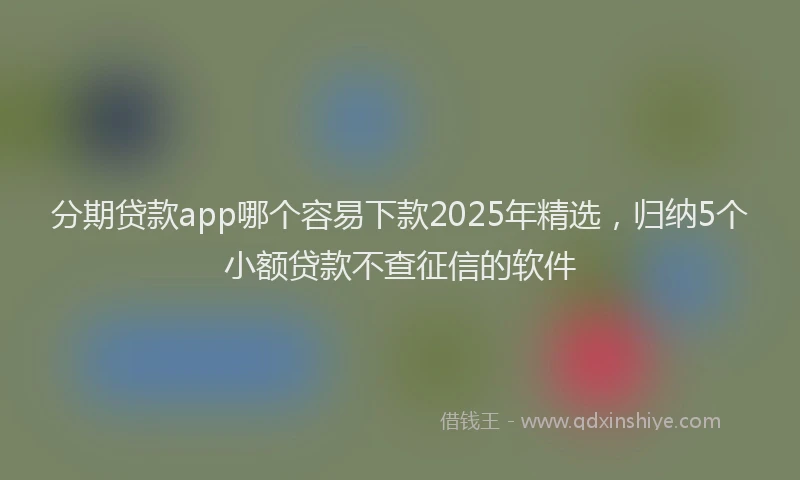 分期贷款app哪个容易下款2025年精选，归纳5个小额贷款不查征信的软件