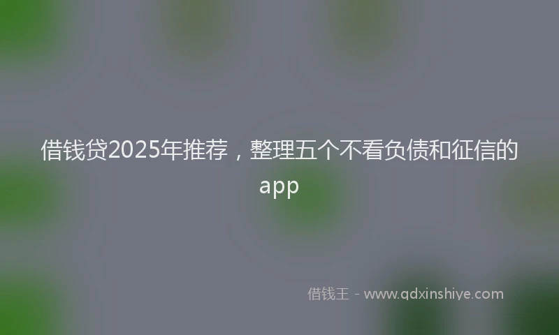 借钱贷2025年推荐，整理五个不看负债和征信的app