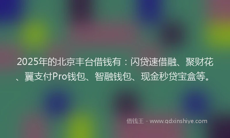 2025年的北京丰台借钱有：闪贷速借融、聚财花、翼支付Pro钱包、智融钱包、现金秒贷宝盒等。