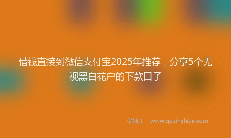 借钱直接到微信支付宝2025年推荐，分享5个无视黑白花户的下款口子