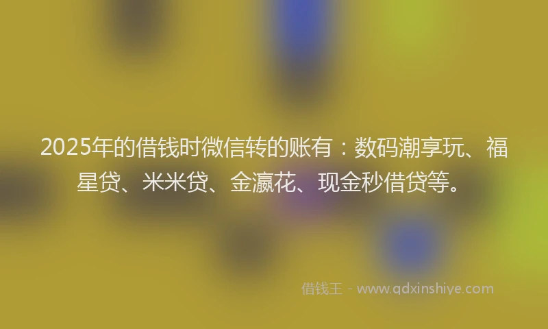 2025年的借钱时微信转的账有：数码潮享玩、福星贷、米米贷、金瀛花、现金秒借贷等。