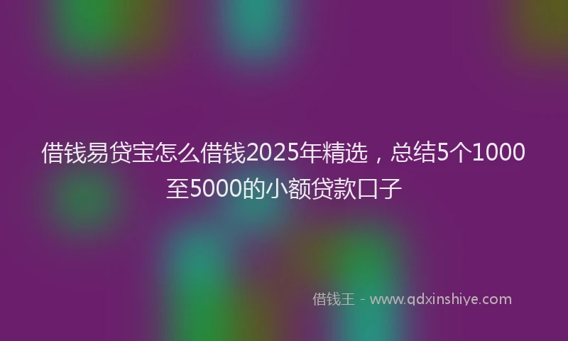借钱易贷宝怎么借钱2025年精选，总结5个1000至5000的小额贷款口子