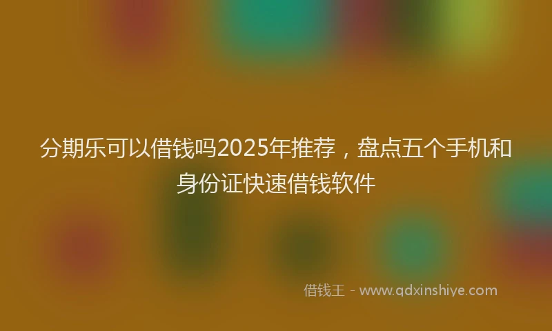 分期乐可以借钱吗2025年推荐，盘点五个手机和身份证快速借钱软件