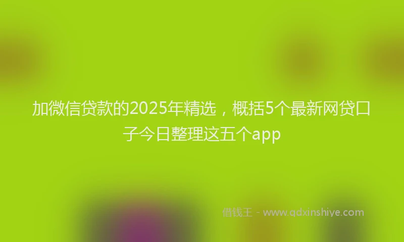 加微信贷款的2025年精选，概括5个最新网贷口子今日整理这五个app