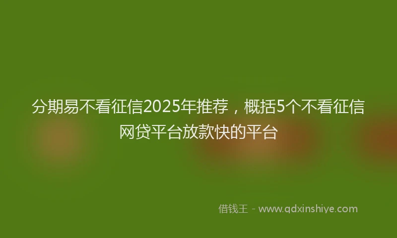 分期易不看征信2025年推荐，概括5个不看征信网贷平台放款快的平台