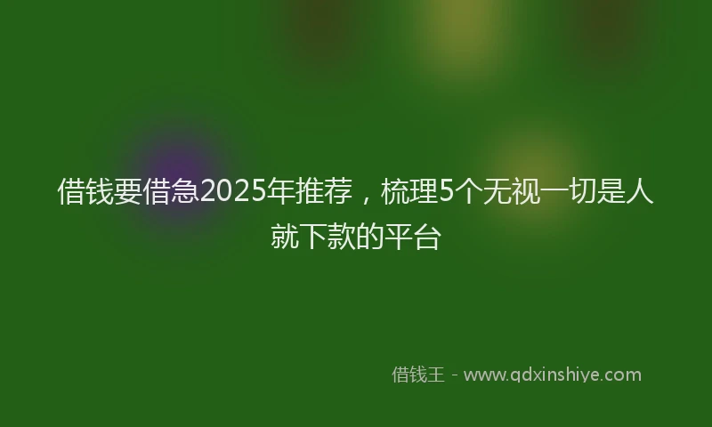 借钱要借急2025年推荐，梳理5个无视一切是人就下款的平台