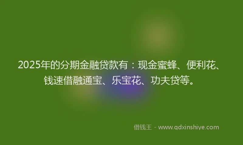 2025年的分期金融贷款有：现金蜜蜂、便利花、钱速借融通宝、乐宝花、功夫贷等。
