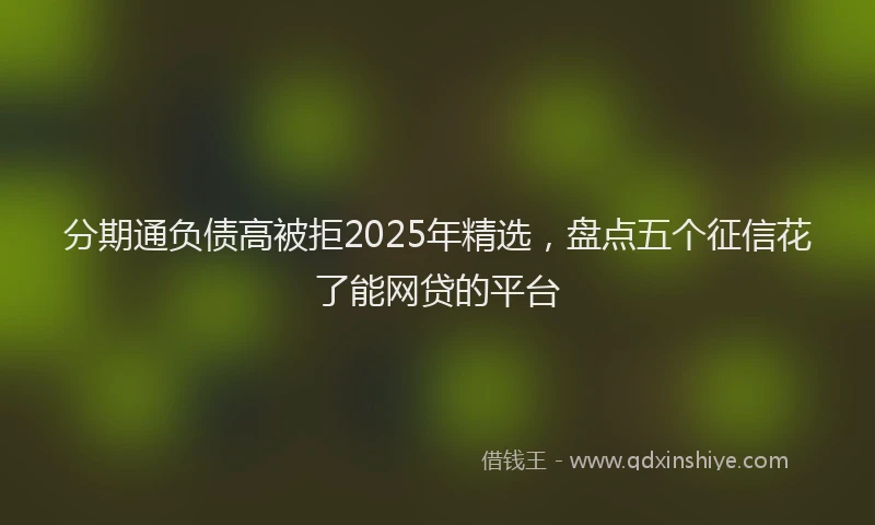分期通负债高被拒2025年精选，盘点五个征信花了能网贷的平台