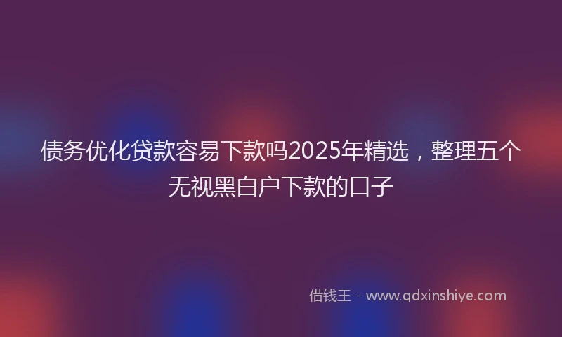 债务优化贷款容易下款吗2025年精选，整理五个无视黑白户下款的口子