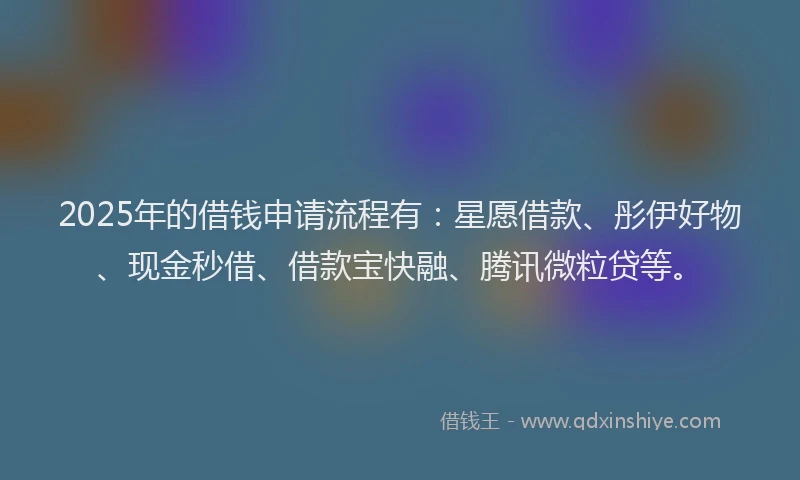 2025年的借钱申请流程有：星愿借款、彤伊好物、现金秒借、借款宝快融、腾讯微粒贷等。