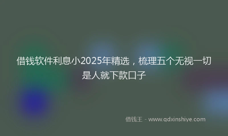 借钱软件利息小2025年精选，梳理五个无视一切是人就下款口子