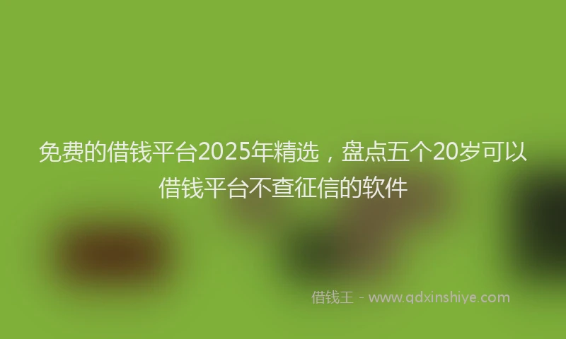 免费的借钱平台2025年精选，盘点五个20岁可以借钱平台不查征信的软件