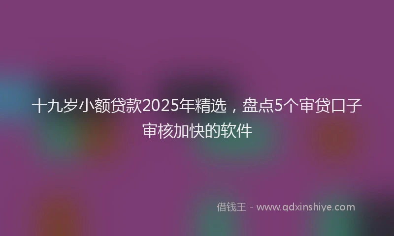 十九岁小额贷款2025年精选，盘点5个审贷口子审核加快的软件
