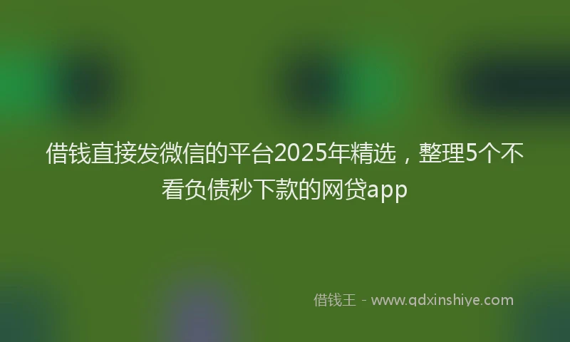 借钱直接发微信的平台2025年精选，整理5个不看负债秒下款的网贷app