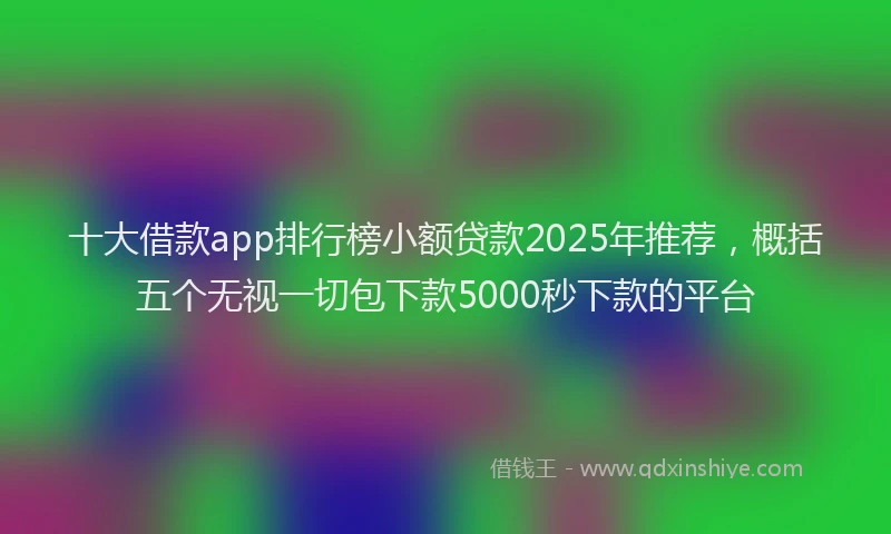 十大借款app排行榜小额贷款2025年推荐，概括五个无视一切包下款5000秒下款的平台