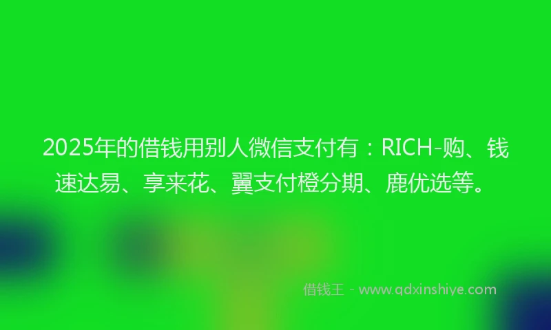 2025年的借钱用别人微信支付有：RICH-购、钱速达易、享来花、翼支付橙分期、鹿优选等。