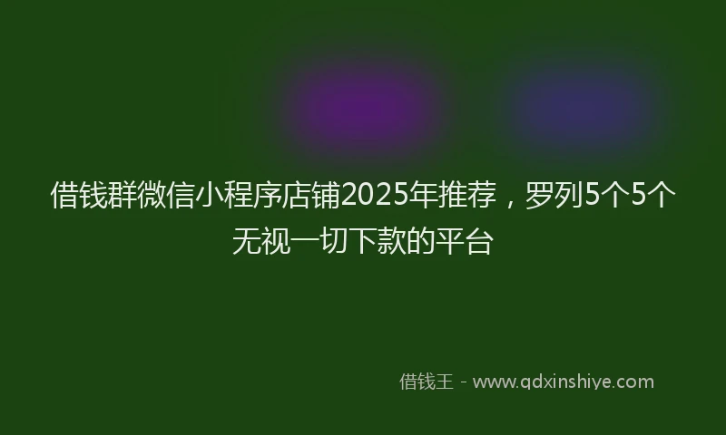 借钱群微信小程序店铺2025年推荐，罗列5个5个无视一切下款的平台