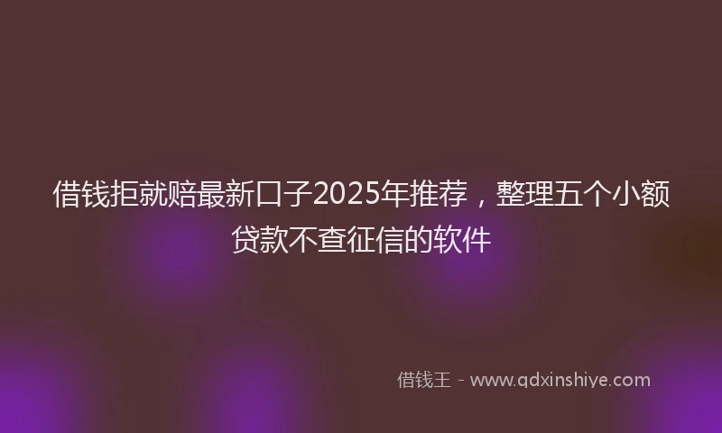 借钱拒就赔最新口子2025年推荐，整理五个小额贷款不查征信的软件