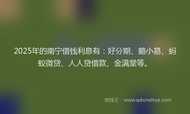 2025年的南宁借钱利息有：好分期、鹅小易、蚂蚁微贷、人人贷借款、金满堂等。