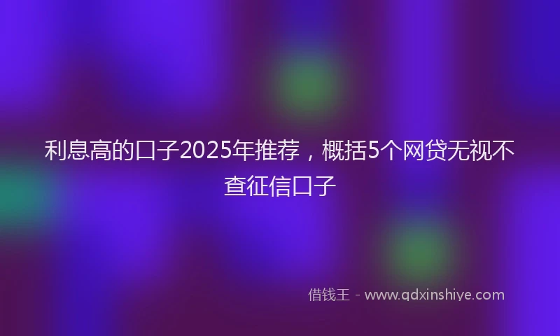 利息高的口子2025年推荐，概括5个网贷无视不查征信口子