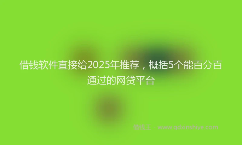借钱软件直接给2025年推荐，概括5个能百分百通过的网贷平台