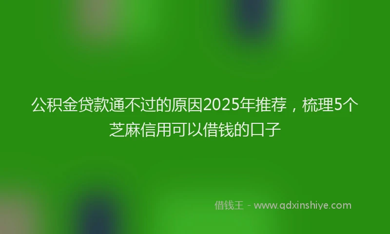 公积金贷款通不过的原因2025年推荐，梳理5个芝麻信用可以借钱的口子