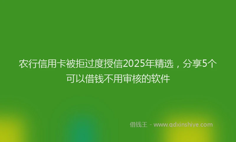农行信用卡被拒过度授信2025年精选，分享5个可以借钱不用审核的软件