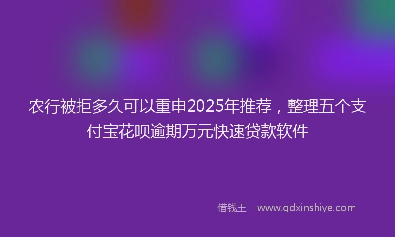 农行被拒多久可以重申2025年推荐，整理五个支付宝花呗逾期万元快速贷款软件