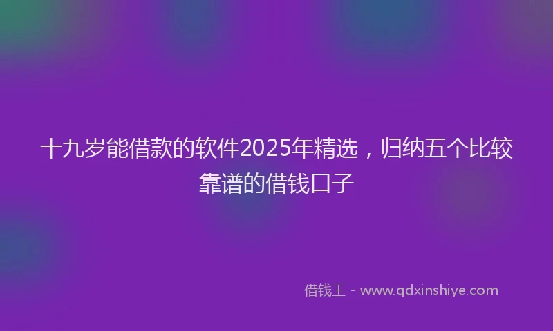 十九岁能借款的软件2025年精选，归纳五个比较靠谱的借钱口子