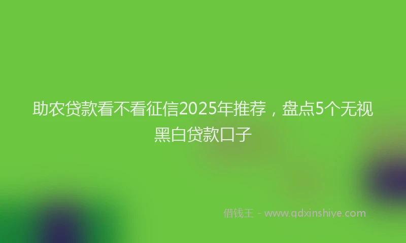 助农贷款看不看征信2025年推荐，盘点5个无视黑白贷款口子