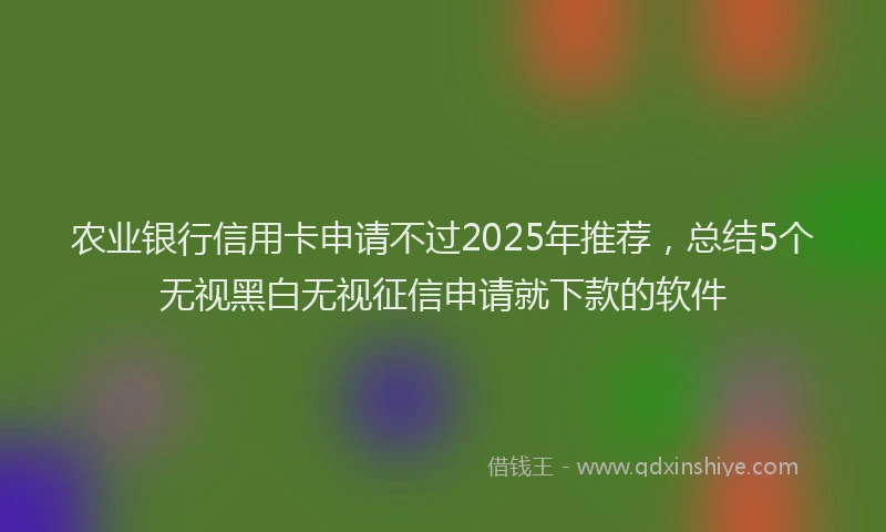 农业银行信用卡申请不过2025年推荐，总结5个无视黑白无视征信申请就下款的软件