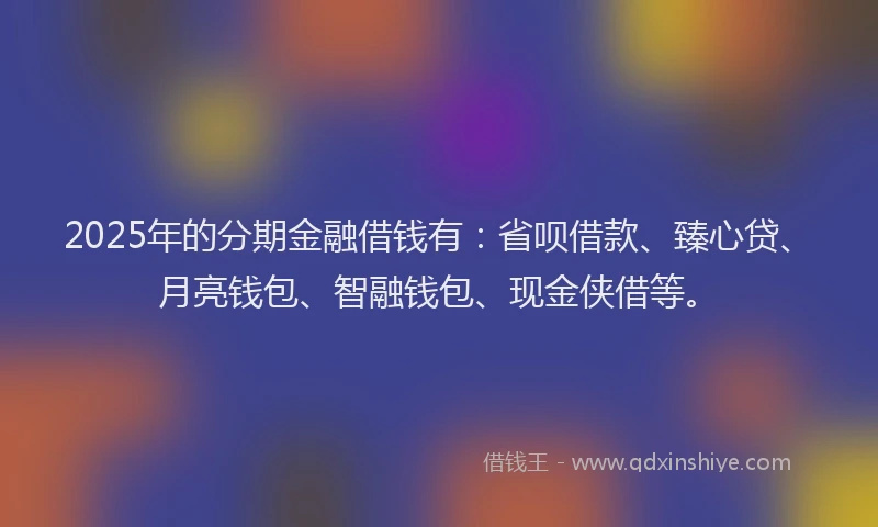 2025年的分期金融借钱有：省呗借款、臻心贷、月亮钱包、智融钱包、现金侠借等。
