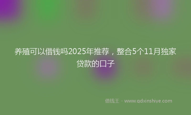 养殖可以借钱吗2025年推荐，整合5个11月独家贷款的口子