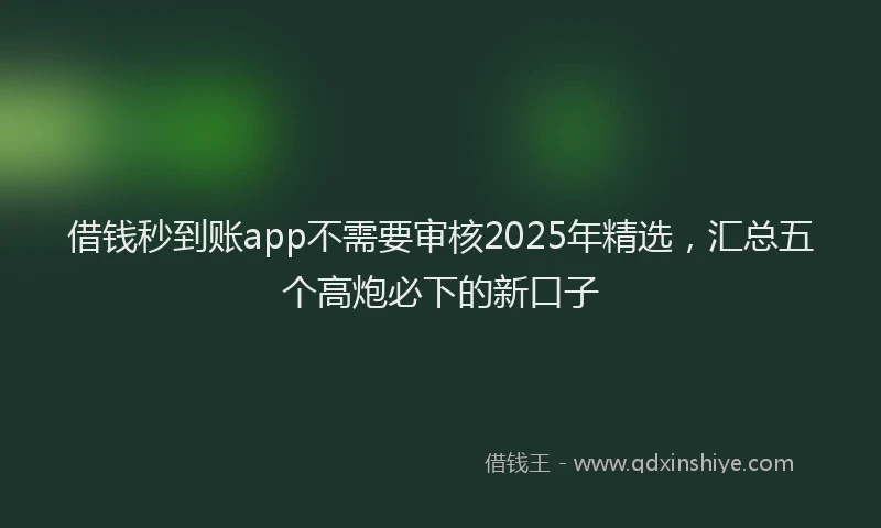 借钱秒到账app不需要审核2025年精选，汇总五个高炮必下的新口子